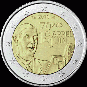 Frankrijk 2 euro 2010 Charles de Gaulle UNC